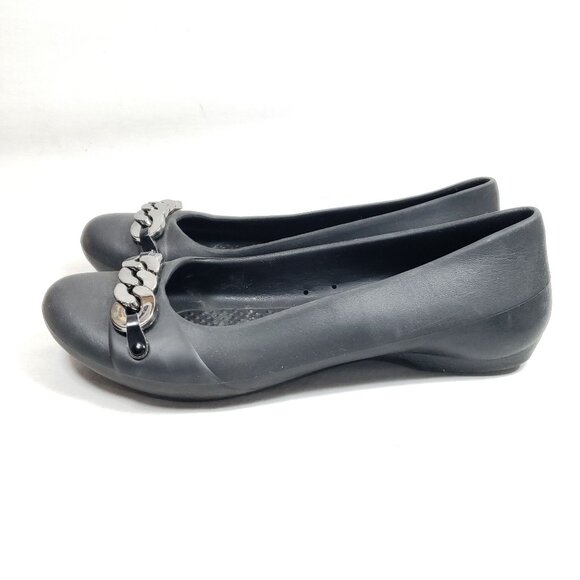 Crocs Women's Size 7 Black Dianna Embellished Ballet Flat - Picture 3 of 8